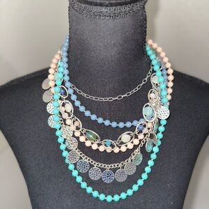 Premier Designs Jewelry Pastel/Silver Necklace Sugar Rush Versatile‎ BoHo 36”